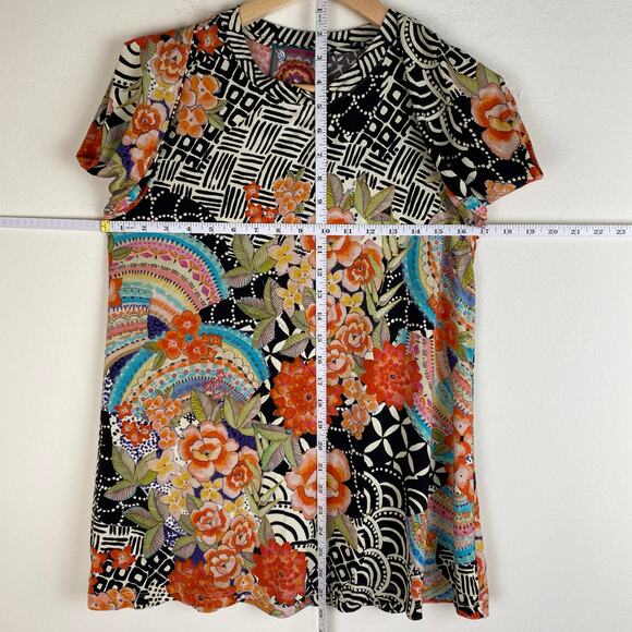 Johnny Was Janie Top Size S Black FLoral Favorite Long Sleeve Crew Swing Tee - Picture 13 of 13